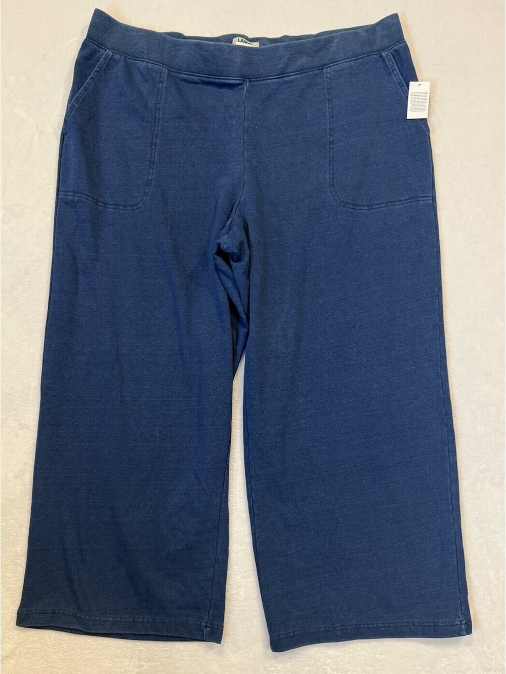 Lands End Serious Sweats Pants 3X Blue High Rise Pull On Sweatpants Womens NWT